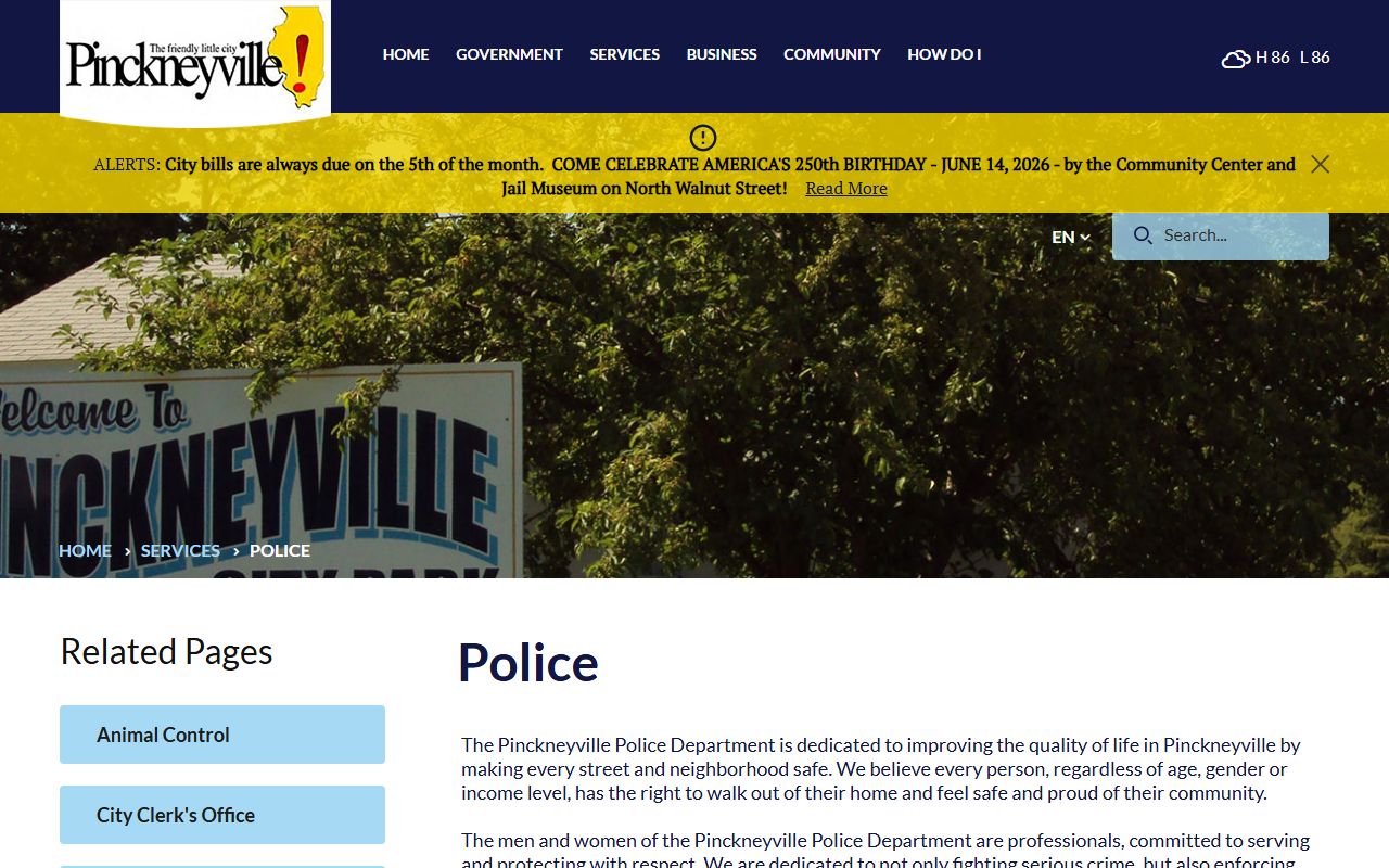 Pinckneyville Police Department page tied to Perry County court records after an arrest